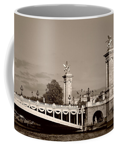 Pont Alexandre Iii Bridge Coffee Mug featuring the photograph Alexander III Bridge, Monochrome by Gordon Beck