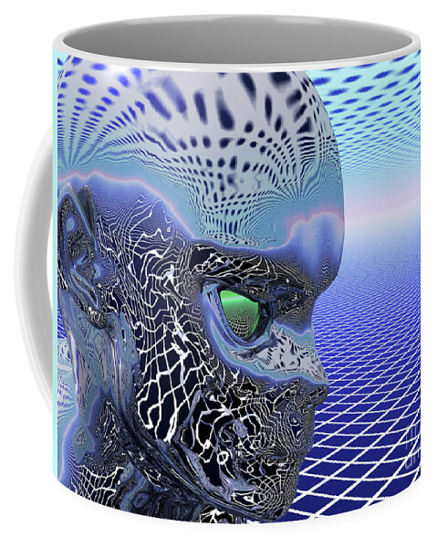 Alien Coffee Mug featuring the digital art Alien Stare by Nicholas Burningham