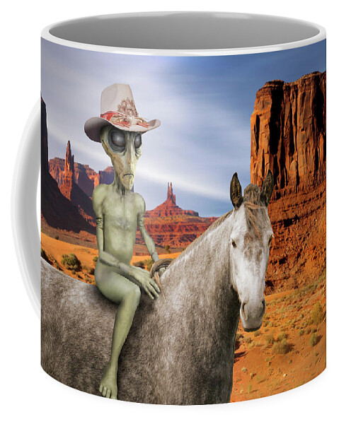 Surrealism Coffee Mug featuring the photograph Alien Vacation - Monument Valley by Mike McGlothlen