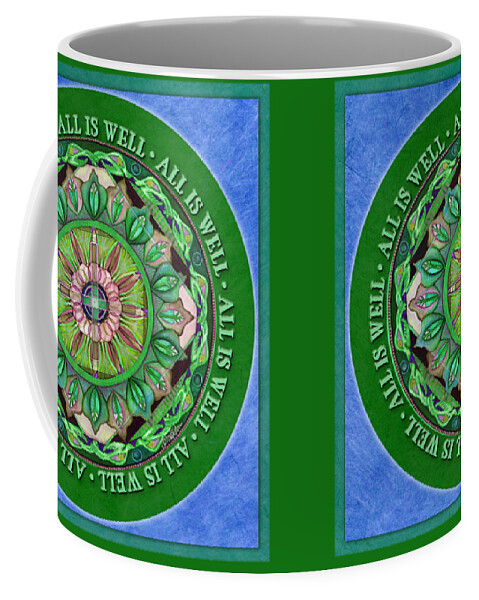 Mandala Coffee Mug featuring the painting All Is Well Mandala Prayer by Jo Thomas Blaine