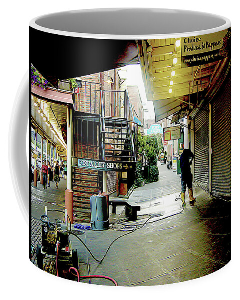 Sanitary Market Coffee Mug featuring the photograph Alley Market End of Day by Linda Carruth