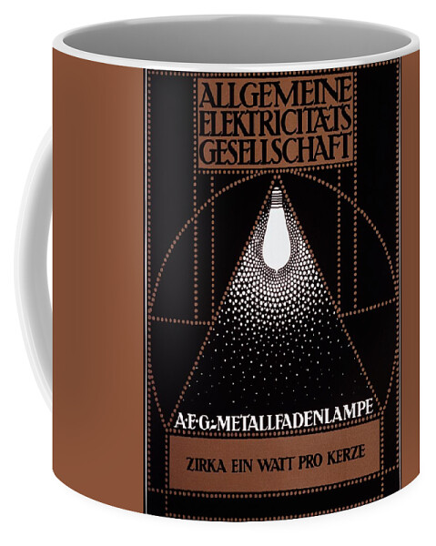 Vintage Coffee Mug featuring the mixed media Allgemeine Elektricitats Gesellschaft - Vintage German Advertising Poster by Studio Grafiikka