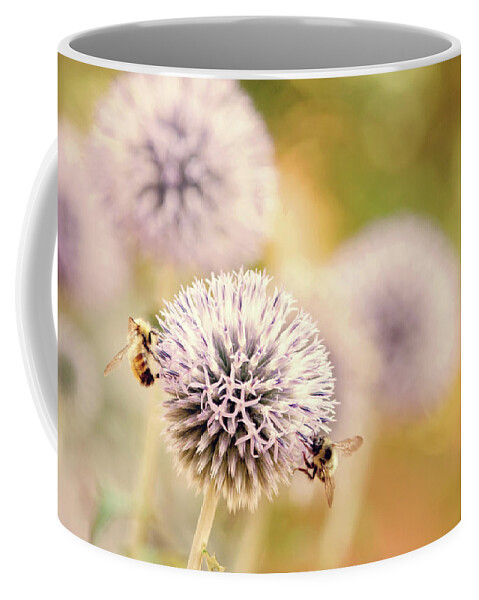 Allium Coffee Mug featuring the photograph Allium and Bees by Peggy Collins