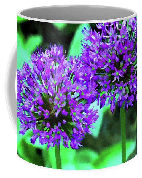 Allium Coffee Mug featuring the mixed media Allium Bulbs by Allen Beatty