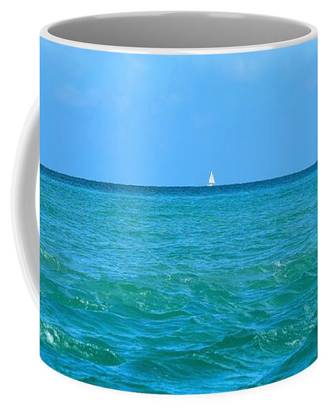 Sailboat Coffee Mug featuring the photograph Alone at Sea by Mary Ann Artz