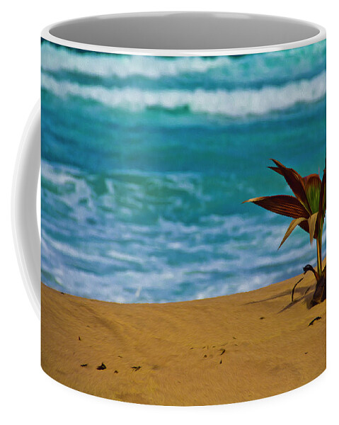 Beach Coffee Mug featuring the photograph Alone on the beach by Stuart Manning