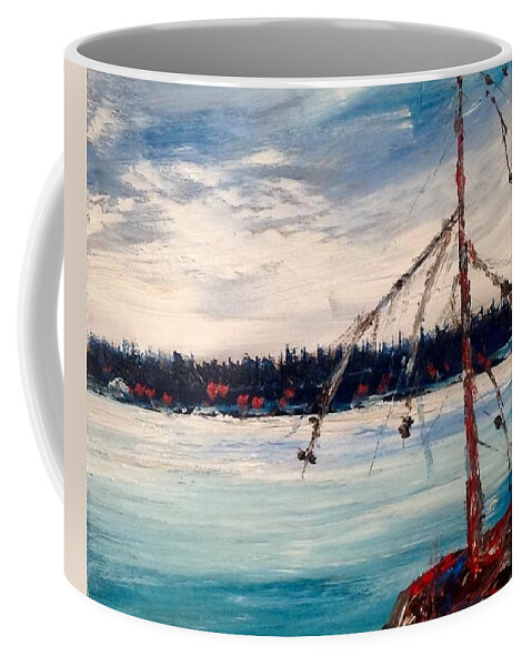 Canadian Oil Landscape Painting Coffee Mug featuring the painting Alone on the Edge by Desmond Raymond