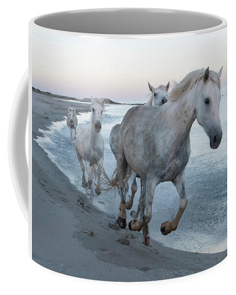 Horses Coffee Mug featuring the photograph Along the Beach by Wade Aiken