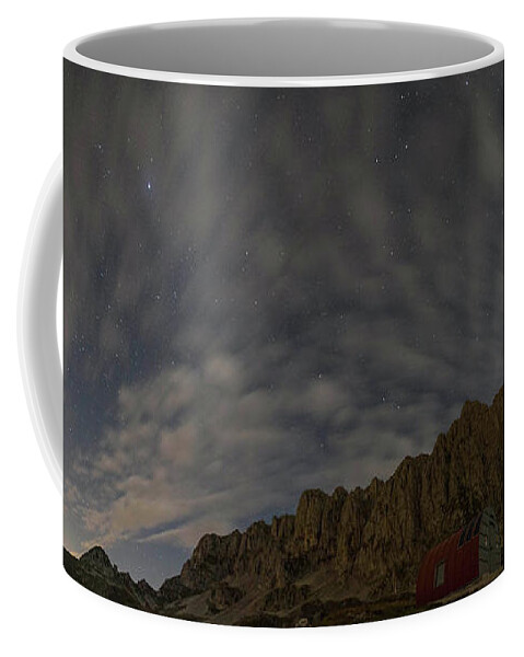Night Coffee Mug featuring the photograph Alps with the nightsky by Nicola Aristolao