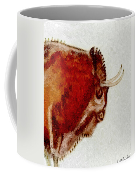 Altamira Coffee Mug featuring the digital art Altamira Prehistoric Bison Detail by Weston Westmoreland