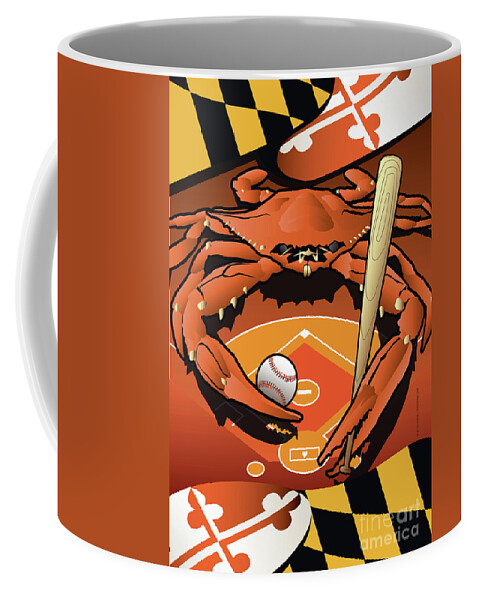 Maryland Coffee Mug featuring the digital art Baltimore Orioles Baseball Crab Maryland by Joe Barsin