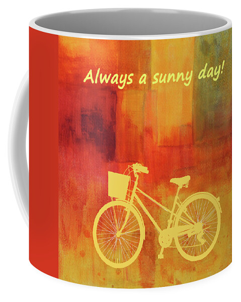 Bicycle Art Coffee Mug featuring the painting Always a Sunny Day by Nancy Merkle