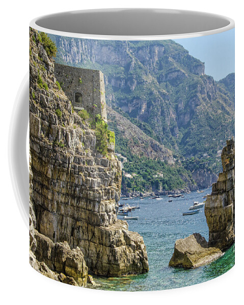 Positano Coffee Mug featuring the photograph Amalfi fortress by Maria Rabinky