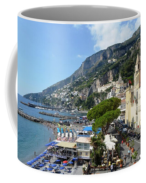 Amalfi Coast Coffee Mug featuring the pyrography Amalfi by Rumiana Nikolova