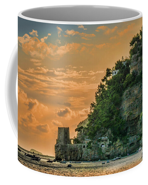 Sunset Coffee Mug featuring the photograph Amalfi sunset by Maria Rabinky