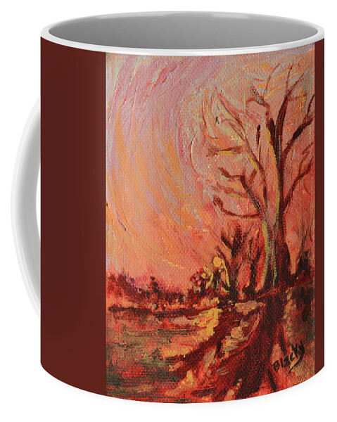 Abstract Landscape Coffee Mug featuring the painting Amber Skies by Donna Blackhall