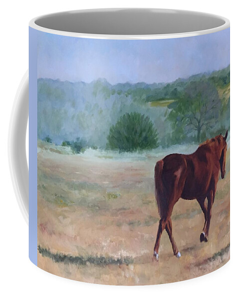 Horse Coffee Mug featuring the painting Ambling to Pasture by Connie Schaertl