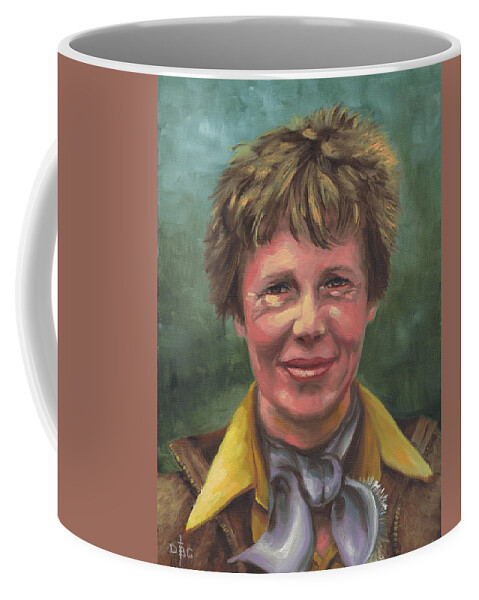 Amelia Earhart Coffee Mug featuring the painting Amelia Earhart by David Bader