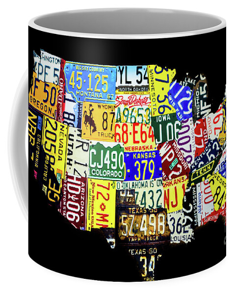 Us License Plate Map Coffee Mug featuring the photograph United States License Plate Map by M G Whittingham