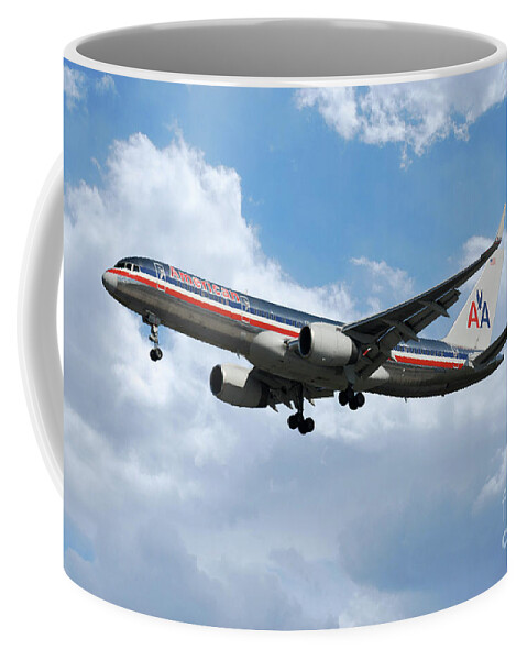 Boeing Coffee Mug featuring the digital art American Airlines Boeing 757 by Airpower Art