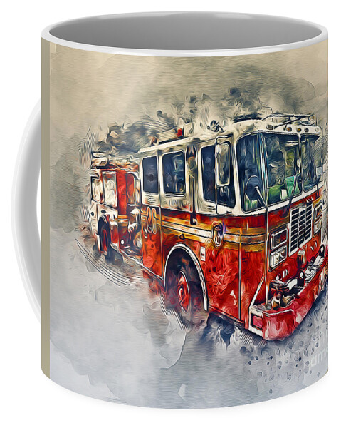 Fire Coffee Mug featuring the photograph American Fire Truck by Ian Mitchell