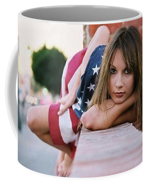 American Coffee Mug featuring the photograph American Girl by Ace Micheals