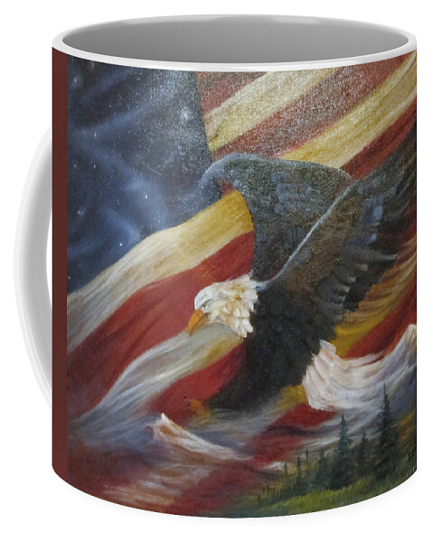 Curvismo Coffee Mug featuring the painting American Glory by Sherry Strong