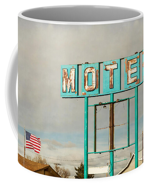 Old Coffee Mug featuring the photograph American Retro Motel Sign by James BO Insogna
