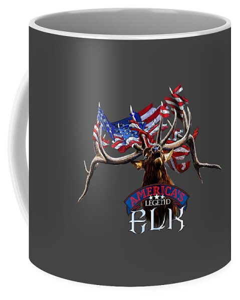 Elk Coffee Mug featuring the drawing America's legend Elk by Robert Corsetti