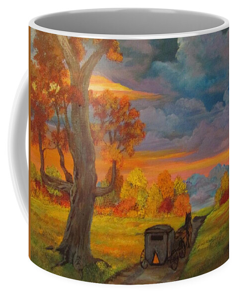  Coffee Mug featuring the painting Amish Autumn by Dave Farrow