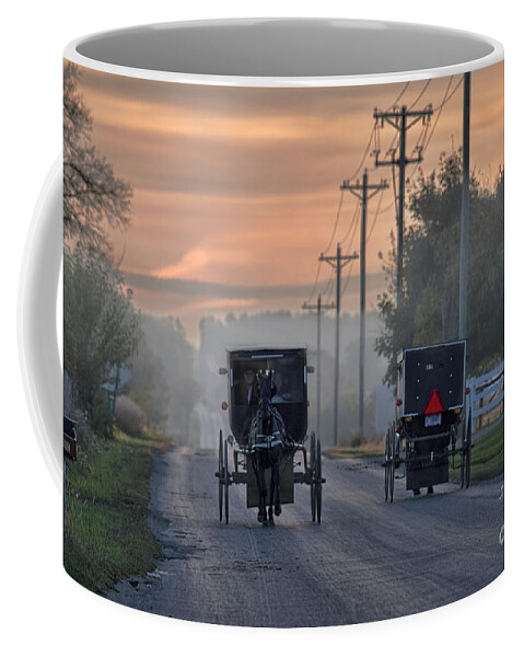 Amish Coffee Mug featuring the photograph Amish Buggy Sunday Morning by David Arment