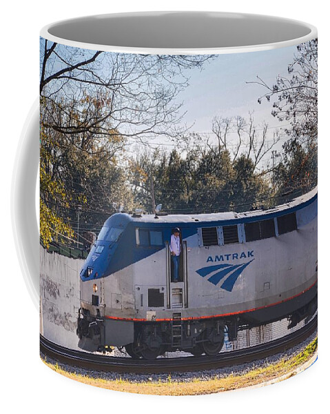 Train Coffee Mug featuring the photograph Amtrak by Linda Brown