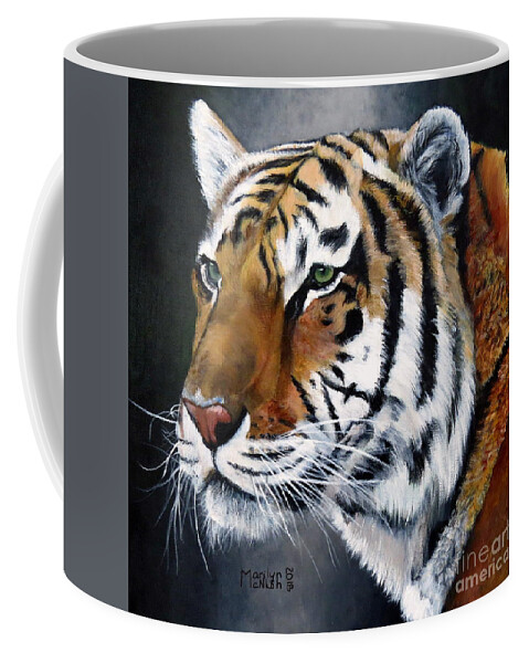 Siberian Coffee Mug featuring the painting Amur Tiger by Marilyn McNish