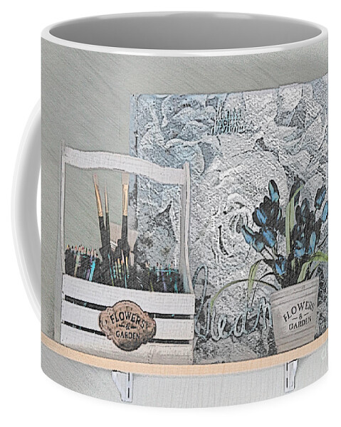 Artist Coffee Mug featuring the photograph An Artist's Shelf by Sherry Hallemeier
