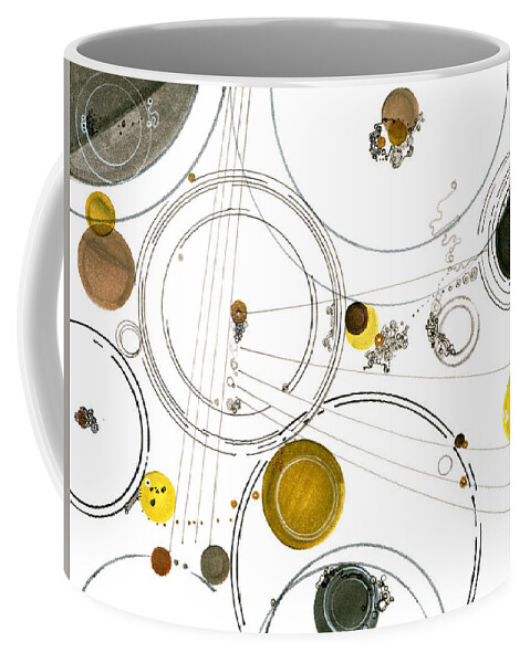 Orbit Coffee Mug featuring the drawing An Astronomical Misunderstanding by Regina Valluzzi