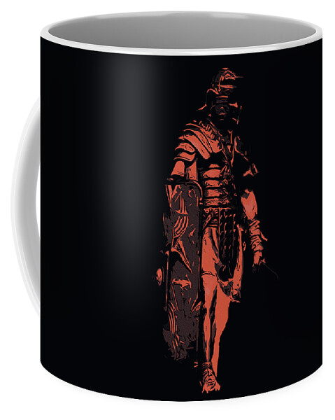 Ancient Roman Coffee Mug featuring the painting Ancient Warriors - Roman Soldier by AM FineArtPrints
