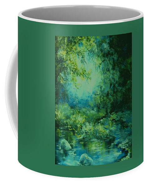Light Coffee Mug featuring the painting And Time Stood Still by Mary Wolf