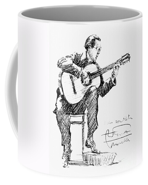 1935 Coffee Mug featuring the drawing Andres Segovia by Hilda Wiener