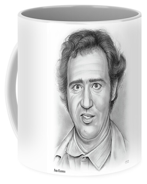 Andy Kaufman Coffee Mug featuring the drawing Andy Kaufman by Greg Joens