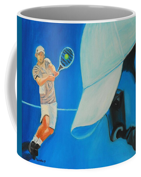 Andy Coffee Mug featuring the painting Andy Roddick by Quwatha Valentine