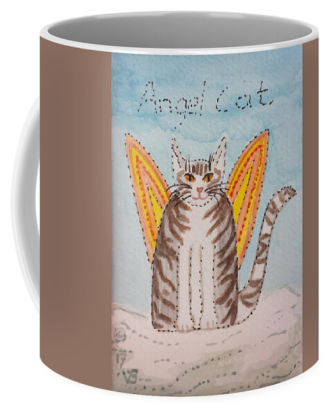 Angel Coffee Mug featuring the painting Angel Cat by Vera Smith
