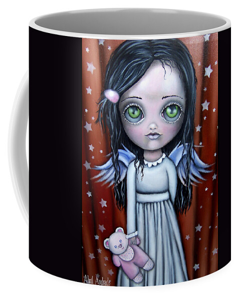 Abril Andrade Griffith Coffee Mug featuring the painting Angel Girl by Abril Andrade