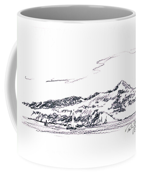Angel Island Coffee Mug featuring the painting Angel Island From Sausalito by Paul Gaj
