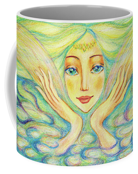 Angel Woman Coffee Mug featuring the painting Angel of Serenity by Eva Campbell