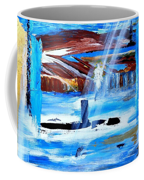 Angel Canvas Print Coffee Mug featuring the painting Angel over Water by Jayne Kerr
