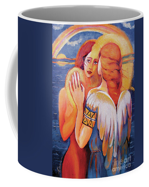Angel Woman Coffee Mug featuring the painting Angel Touch by Eva Campbell