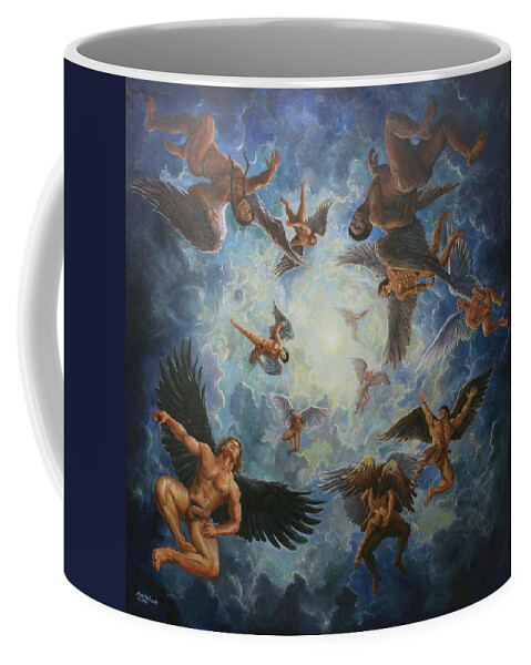 Angels Coffee Mug featuring the painting Angels in Heaven by Marc DeBauch