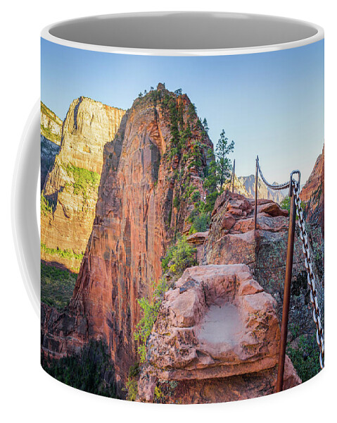 Adventure Coffee Mug featuring the photograph Angels Landing Hiking Trail by JR Photography