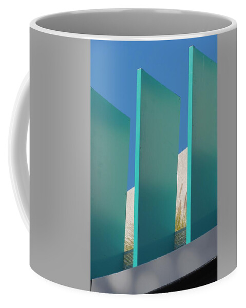 Geometric Coffee Mug featuring the photograph Verticals on Broadbeach. by Denise Clark
