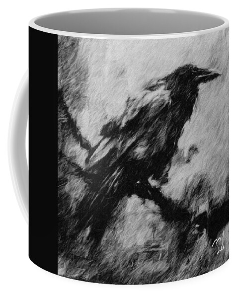 Raven Coffee Mug featuring the digital art Angry in the Storm by Terry Fiala